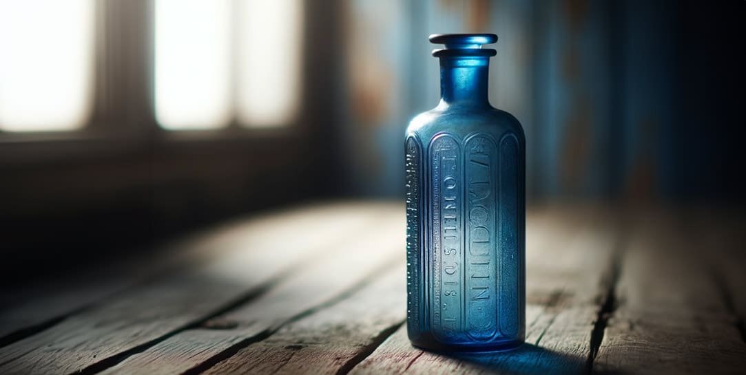 blue medicine bottle